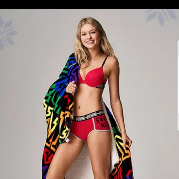 PINK Victoria's Secret Accessories - NEW Victoria's Secret PINK Rainbow Sherpa Blanket